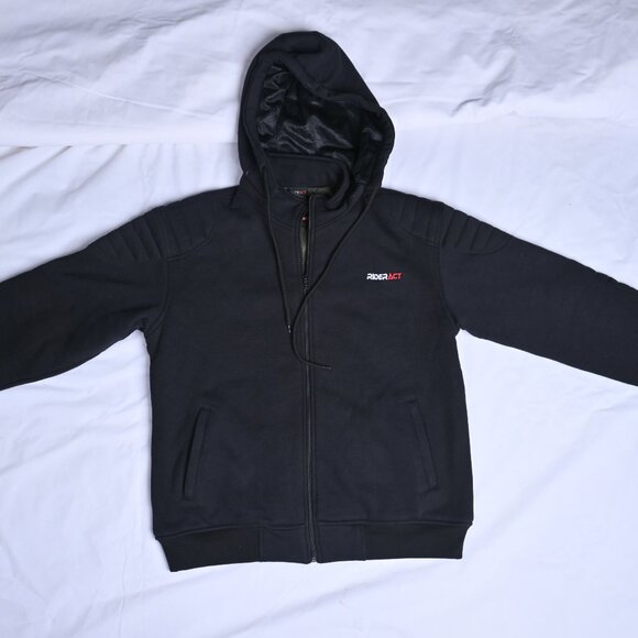 RIDERACT® Black Men Performance Sweater 4XL Motorbike Hoodie Lightweight Hoodie - Picture 1 of 11